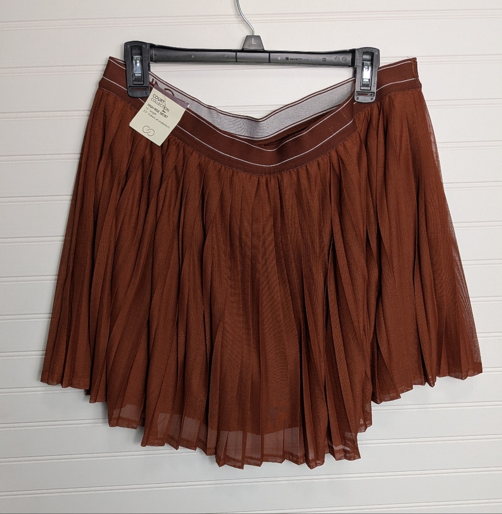 CALIA by Carrie Underwood Brown Pleated Mini Skirt